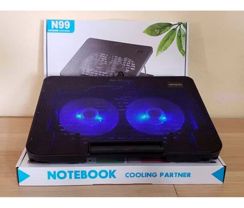Soporte Vertical Notebook Ventilador Base Mesa Plegable Cool Negro Azul