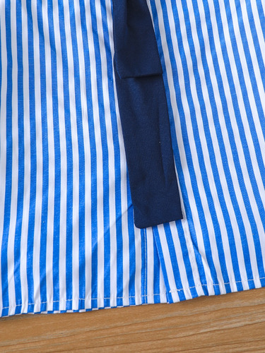 Conjunto De Camisa Y Pantalones Cortos Con Estampado De Raya