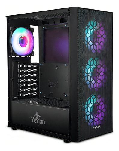Gabinete Yeyian Dragoon con Ventana, Midi-Tower, ATX/Micro-ATX/Mini-ITX, USB 3.0/2.0, sin Fuente, 4 Ventiladores ARGB Instalados, Negro