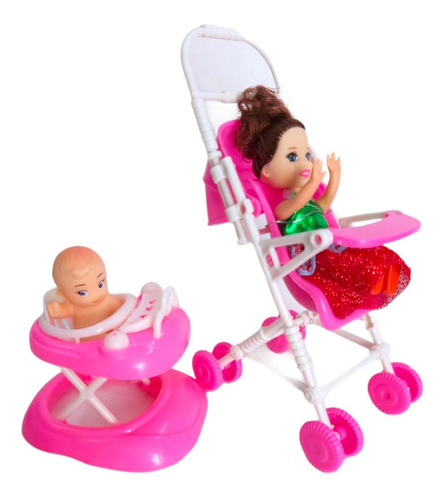 Imagen 4 de 9 de Muñeca Belle Embarazada Bebe Carrito 30cm Cod 6365 Bigshop