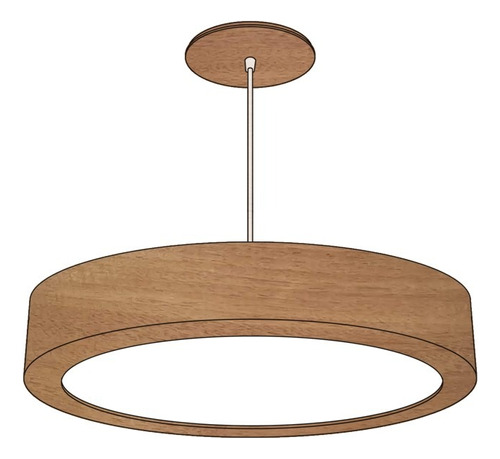 Lampara Techo Colgante O Plafon 42x9cm Tubo Madera Apto Led