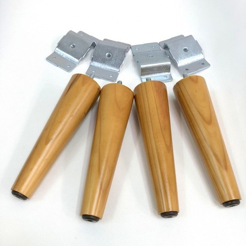 Imagem 1 de 1 de Kit 4 Pés Palito De Madeira 20cm +chapas De Fixação De Ferro