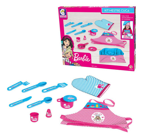 Brinquedo Barbie Kit Mestre Cuca Com Avental Cotiplás Rosa