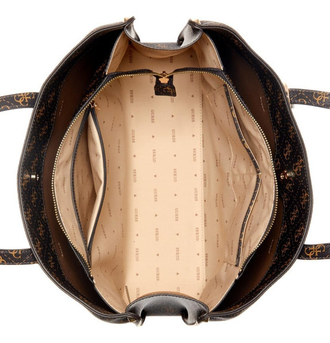 Bolso De Mano Guess Meridian Girlfriend Tote Brown Logo