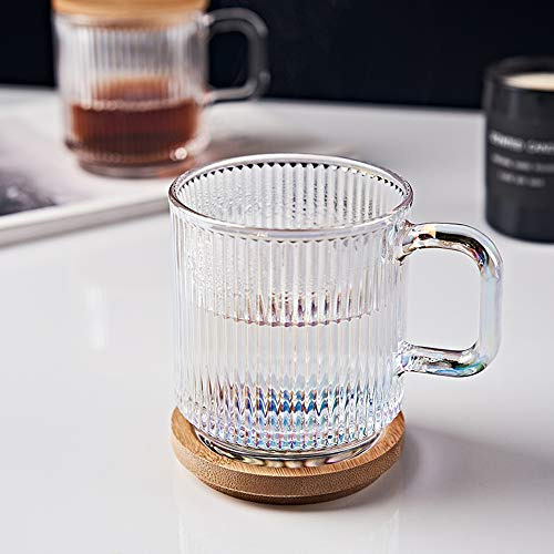 Taza De Café Iridiscente Transparente Con Tapa Y Cuchara De