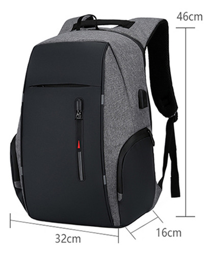 Mochila De Dos Hombros, 17 Pulgadas, Impermeable, Usb