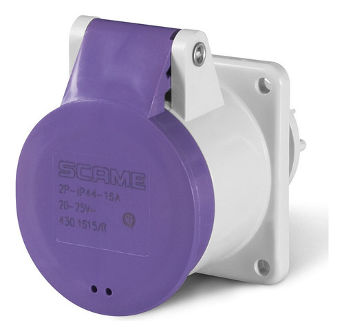Base Empotrable Industrial Scame 2p 16a 20-25v Iec 309 Violeta