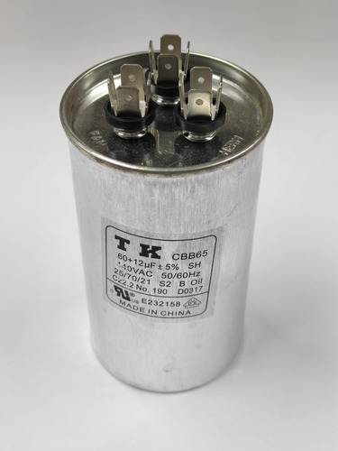 Capacitor Duplo 60+12uf 440v Em Alumínio Marca Tk