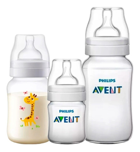 Kit 03 Mamadeira Philips Avent Classica 125/260/330ml Girafa