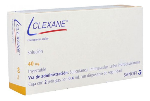 Clexane 40 Mg Solución Caja Con 2 Jeringas Con 0.4 Ml - Rx