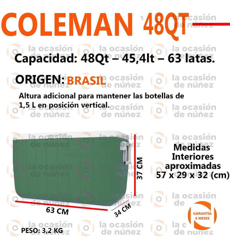 Imagen 2 de 7 de Conservadora Coleman 48qt Heladera Colores Termica Camping