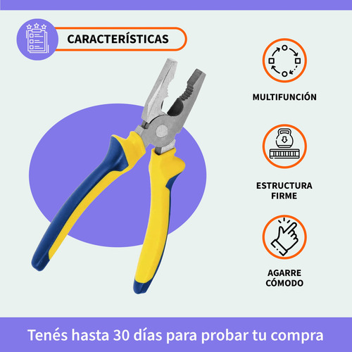 Pinza Alicate 8 Pulgadas Profesional Mango Confort Grip