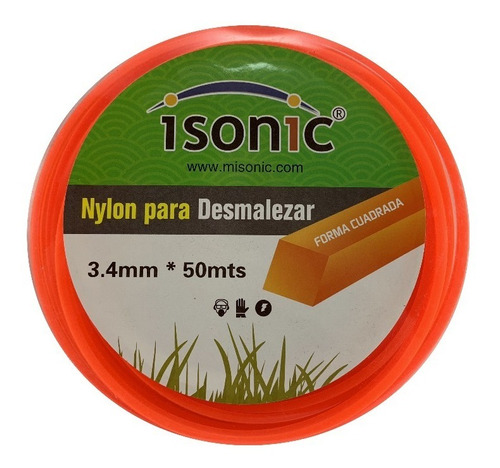 Nylon De Desmalezar Cuadrado 3,4mm X 40mt Isonic