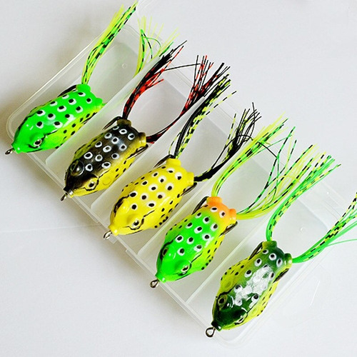 Kit Com 5 Isca Artificial Sapo Frog Anti Enrosco Para Traira