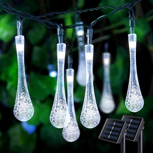 Jmexsuss 2 Pack Solar Water Drop String Lights, Total 41.6ft