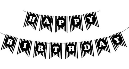 Feliz Cumpleaños Bunting Banner Decoración Negro