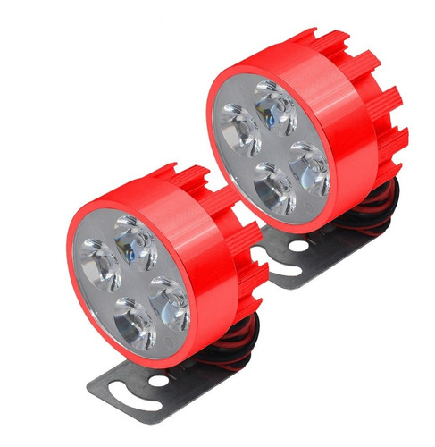 Faros 4 Led Redondos C/estrobo Para Motocicleta Par