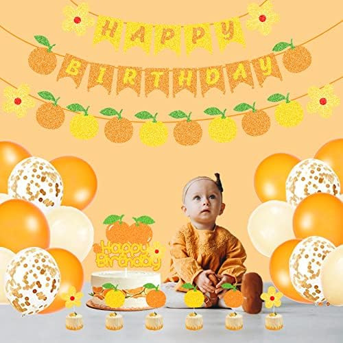 Juego De Decoración De Fiesta De Cumpleaños Naranja Con Panc