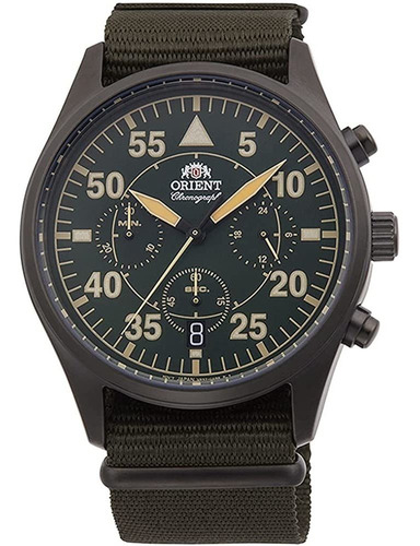 Reloj Orient Pilot Cuarzo Ra-kv0501e Hombre Color de la correa Verde Color del bisel Negro Color del fondo Verde