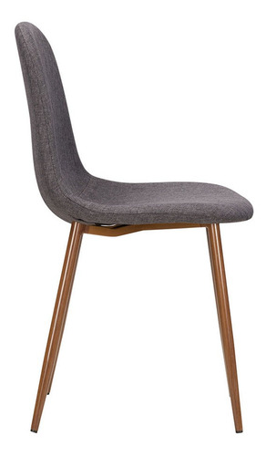 Imagen 6 de 10 de Silla Comedor Retro Tapizada Gaia Coelle Nogal - Gris Oscuro