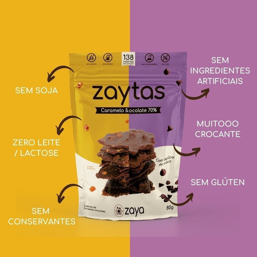Imagem 6 de 7 de Lascas De Brownie S/ Gluten Zaytas Gotas Chocolate 70% Zaya