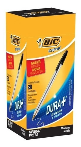 Lapicera Bic Cristal Boligrafo Birome X 50 Unidades Color De La Tinta Negro