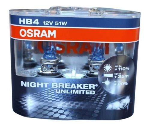 Juego Lamparas Osram Hb4 Night Breaker Unlimited 9006