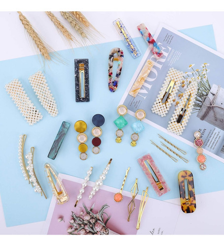 Set 28 Piezas Clip Broches Cabello Accesorio Pinza Cabello Color Multicolor