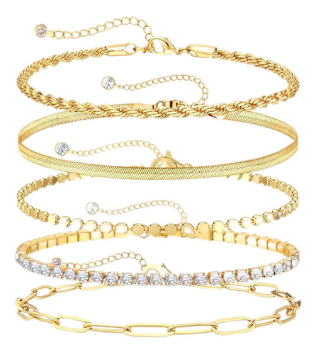 Zlloo Pulseras De Oro Para Mujer ' Brazalete Chapado En Oro 