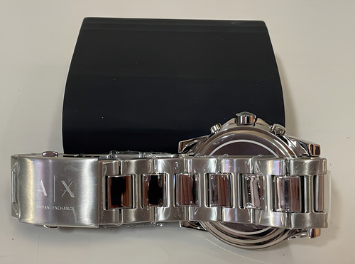 Correa de reloj Armani Exchange Ax2509 para hombre, color plateado