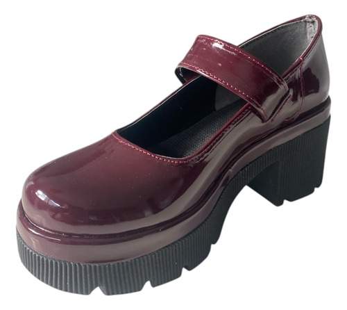 Guillerminas Mary Jane Zapatos Plataforma Tira Hebilla Bordo Charol 38