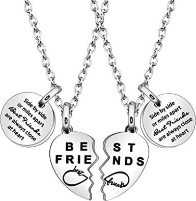 Regalo De Best Friends, 2 Collares Con Colgante De Plata