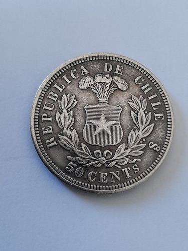 Imagen 1 de 2 de Moneda Chile 50 Centavos 1872 (r)(436