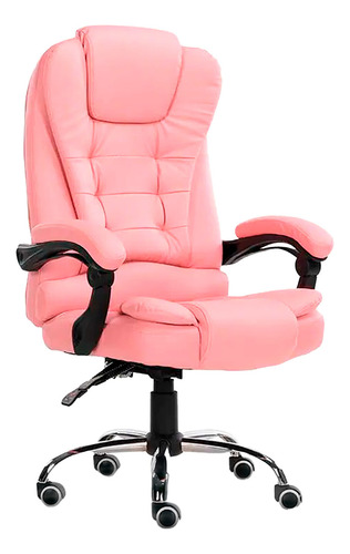 Cadeira Imperial De Escritório  Confortável  Cor Rosa Material Do Estofamento Couro