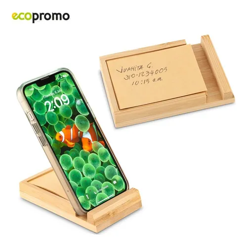 Soporte Para Celular Note Base Movil Con Portanotas En BambĂș