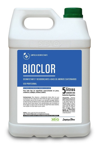 Bioclor Seiq Desinfectante Bactericida Amonio Cuaternario 5l