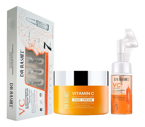 Combo Vitamina C Crema Facial + Limpiador + Ampollas X7