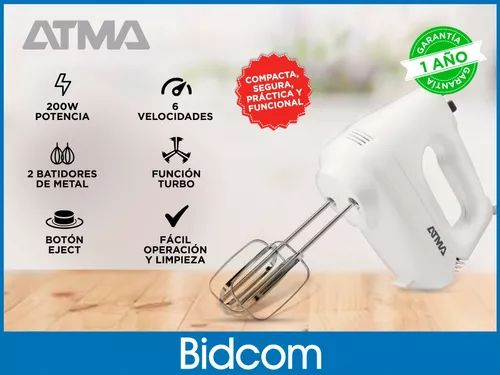 Batidora De Mano Eléctrica Atma 6 Velocidades Función Turbo