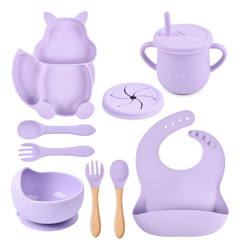 Set De Vajilla De Silicona De Grado Alimenticio P/bebés 8 Pz