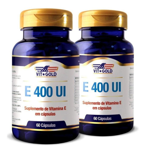 Vitamina E 400 Ui Vitgold Kit 2x 60 Cápsulas Sabor Sem Sabor