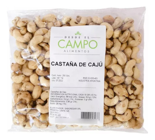 Castañas De Caju Desde El Campo Alimentos 250 Gr