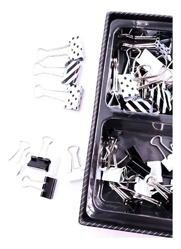 Kit De Accesorios De Oficina Escritorio Ganchos Clips Binder Color Blanco Y Negro