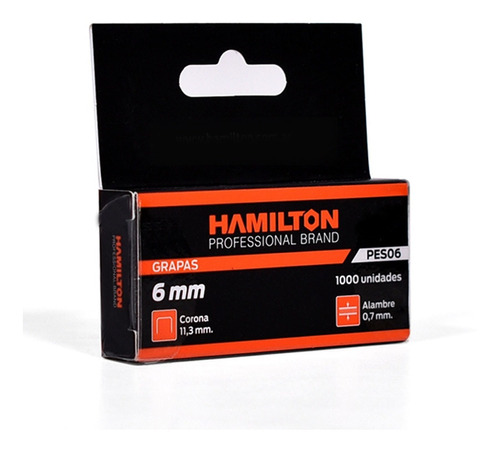 Grapas Grampas 6mm Hamilton  Caja X1000 Unidades Pes06