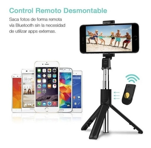 Imagen 4 de 10 de Palo Bastón Selfie Celular Control Bluetooth Trípode 78cm