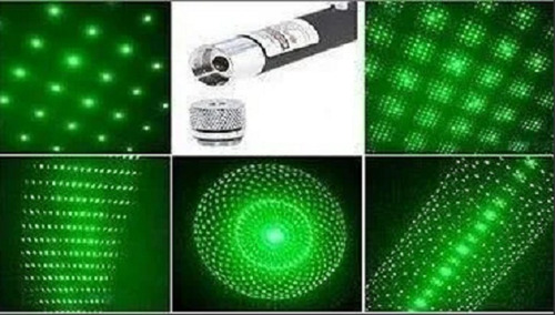Caneta Laser Pointer Verde Lanterna 500wm 10km 5 Pontas