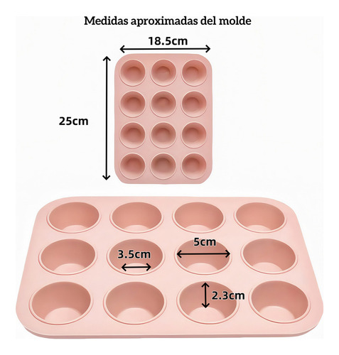 Molde De Silicona Antiadherente Para Cupcakes De 12 Agujeros