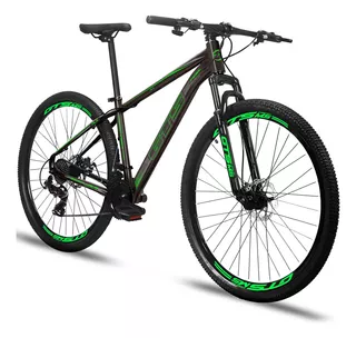 Bicicleta  mtb GTS Feel GLX aro 29 19" 24v freios de disco mecânico câmbios Indexado cor preto/verde