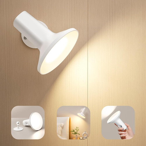 Aplique De Pared Led Recargable, 2600 Mah, 3 Colores Tempera