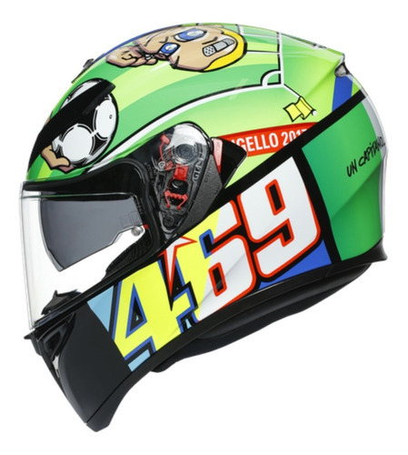 Capacete Agv Mugello 2017 Valentino Rossi K3 Sv Vr46 Cor Verde Tamanho do capacete 61/62 (XL)