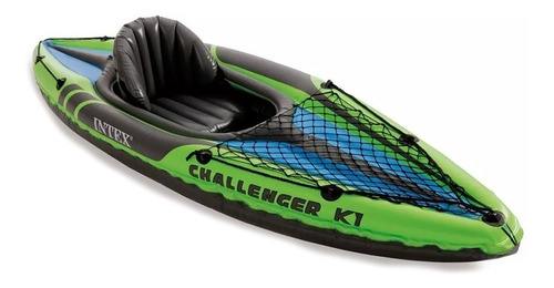 Kayak Inflable Intex Challenger K1 Una Persona Remo Aluminio Color Verde Lima